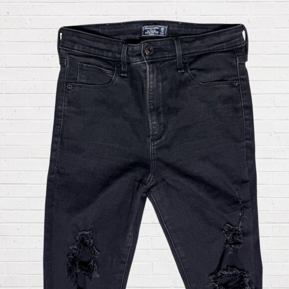 ABERCROMBIE & FITCH Distressed Simone High Rise Skinny Ankle Jeans Size 26 / 2 - Picture 2 of 5